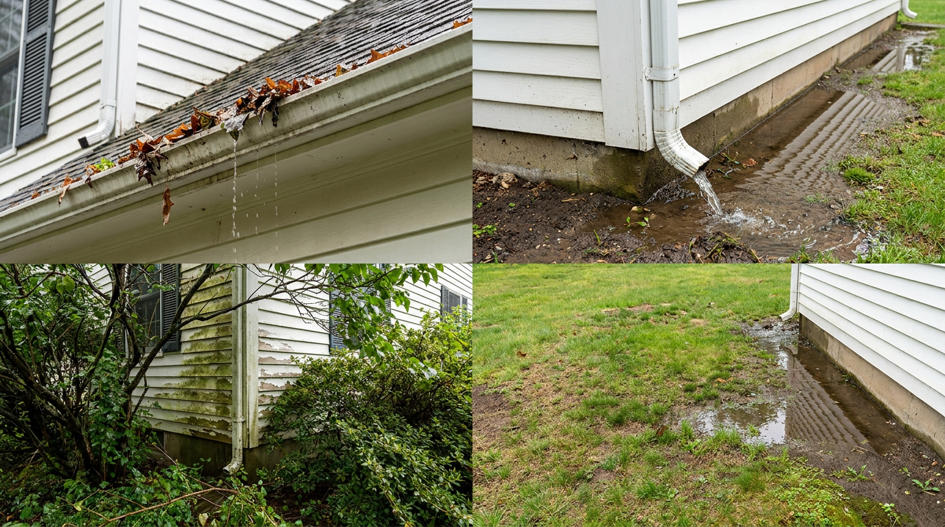 Moisture sources around a house exterior that can affect paint durability