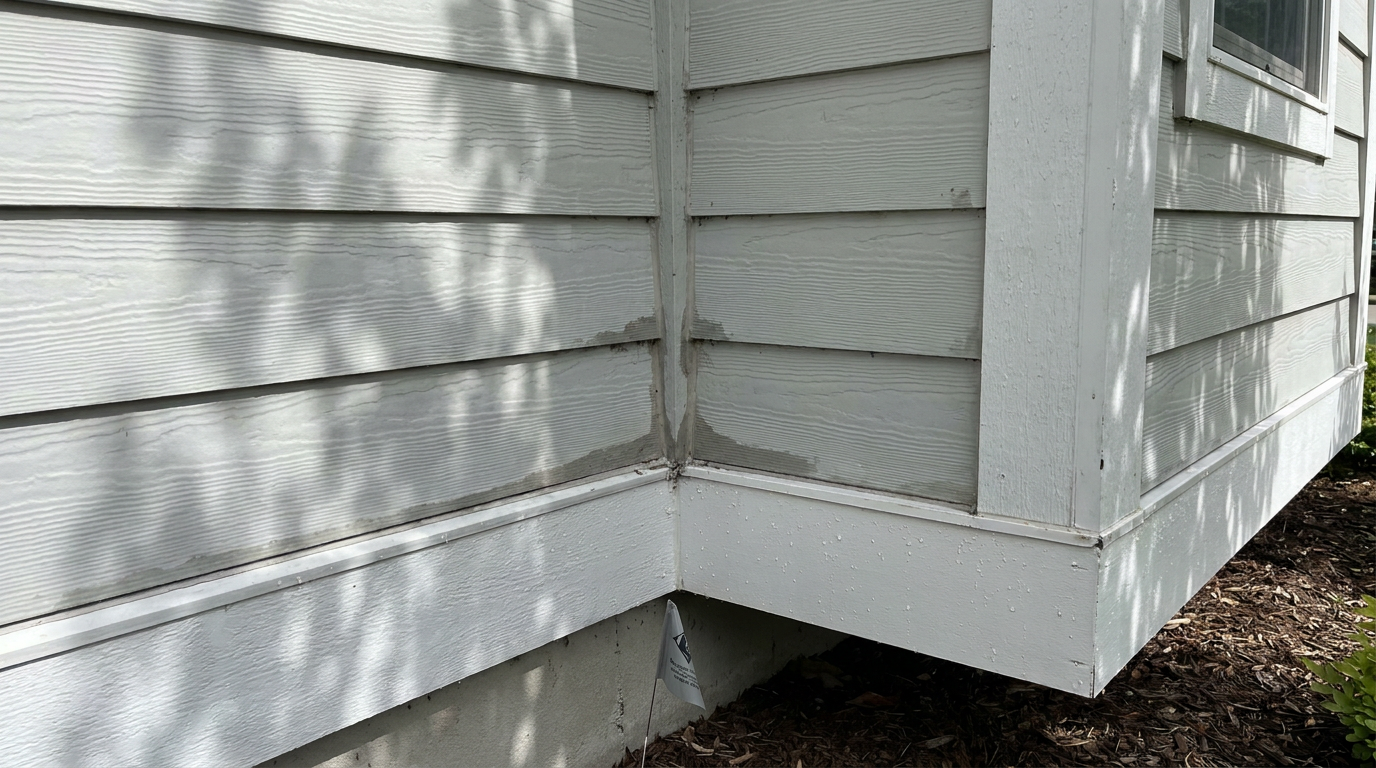 Shaded Siding With Slower Drying Conditions Shaded siding area showing slower drying conditions before exterior painting