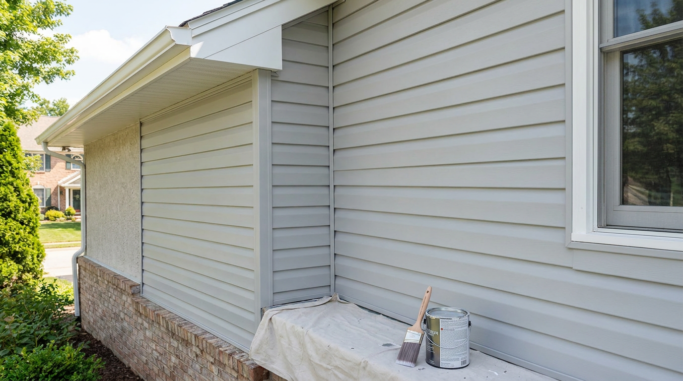 Vinyl exterior surface showing different repainting and surface review considerations
